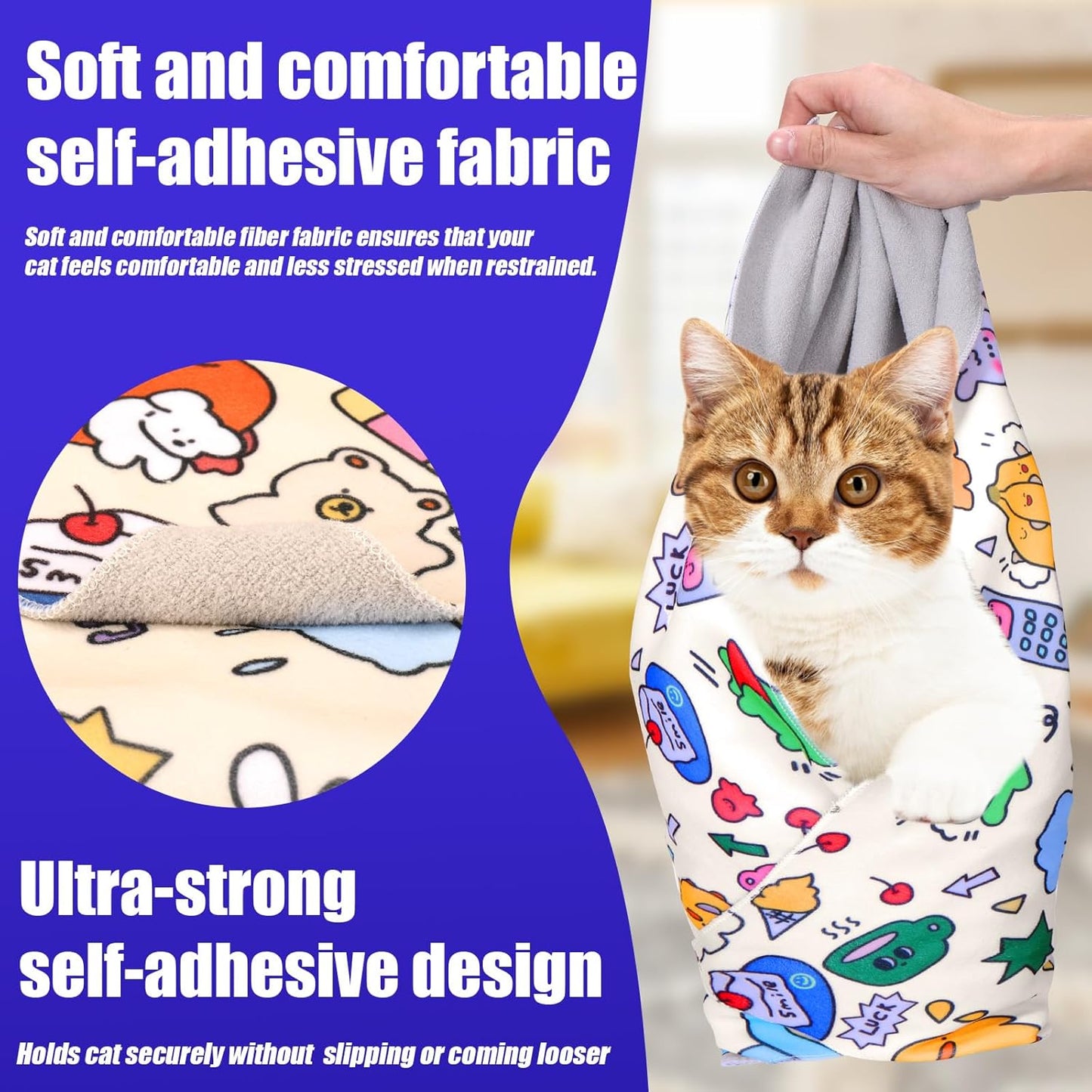 XANGNIER 2 Pcs Cat Wrap for Grooming,Cat Restraint Wrap for Cutting Nails,Fabric Burrito Wrap for Nail Clipping, Anti-Scratch, Anti-Escape,Multifunctional Swaddle Wrap Pet Tool (20.8 x 20.8 Inch)