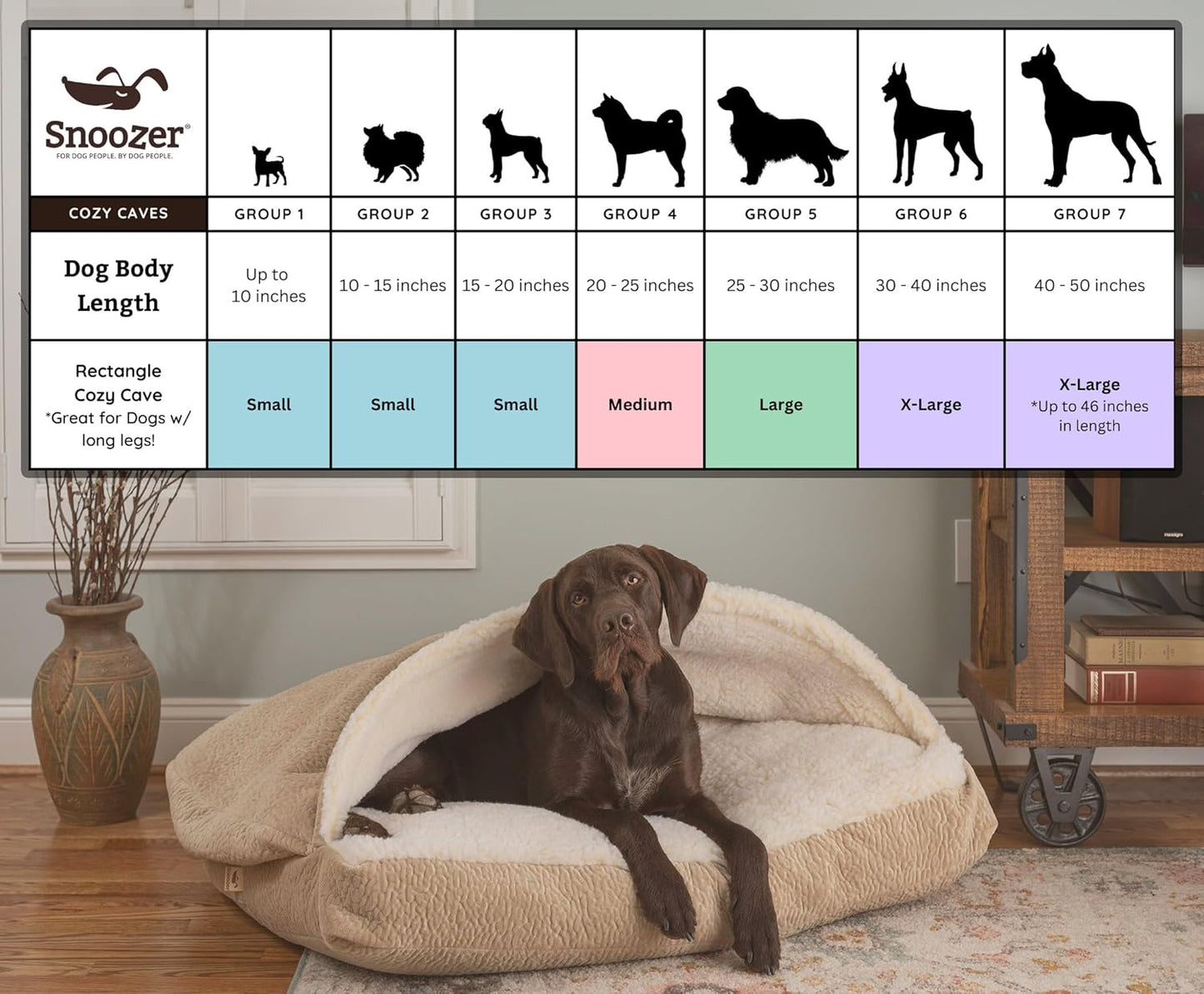 Snoozer Pet Products Rectangle Cozy Cave Dog Bed, Large, Red