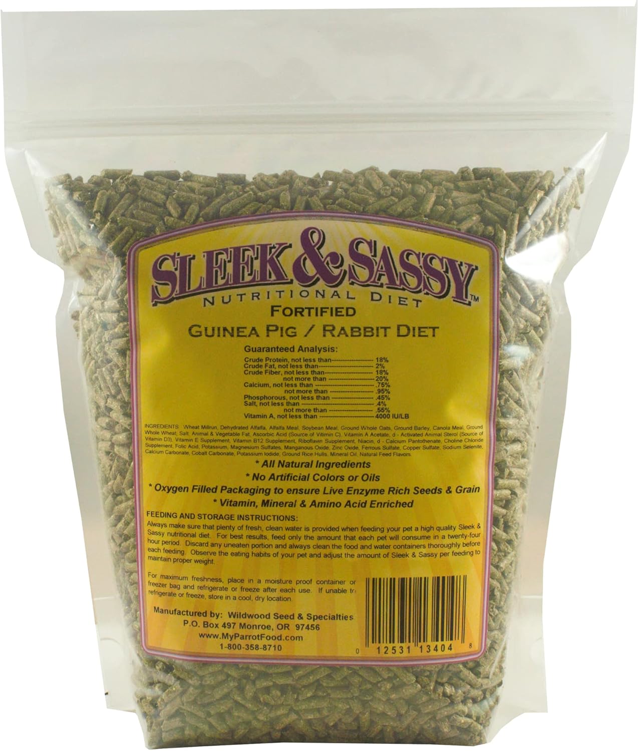 SLEEK & SASSY Fortified Guinea Pig & Rabbit Food (4 lbs.)