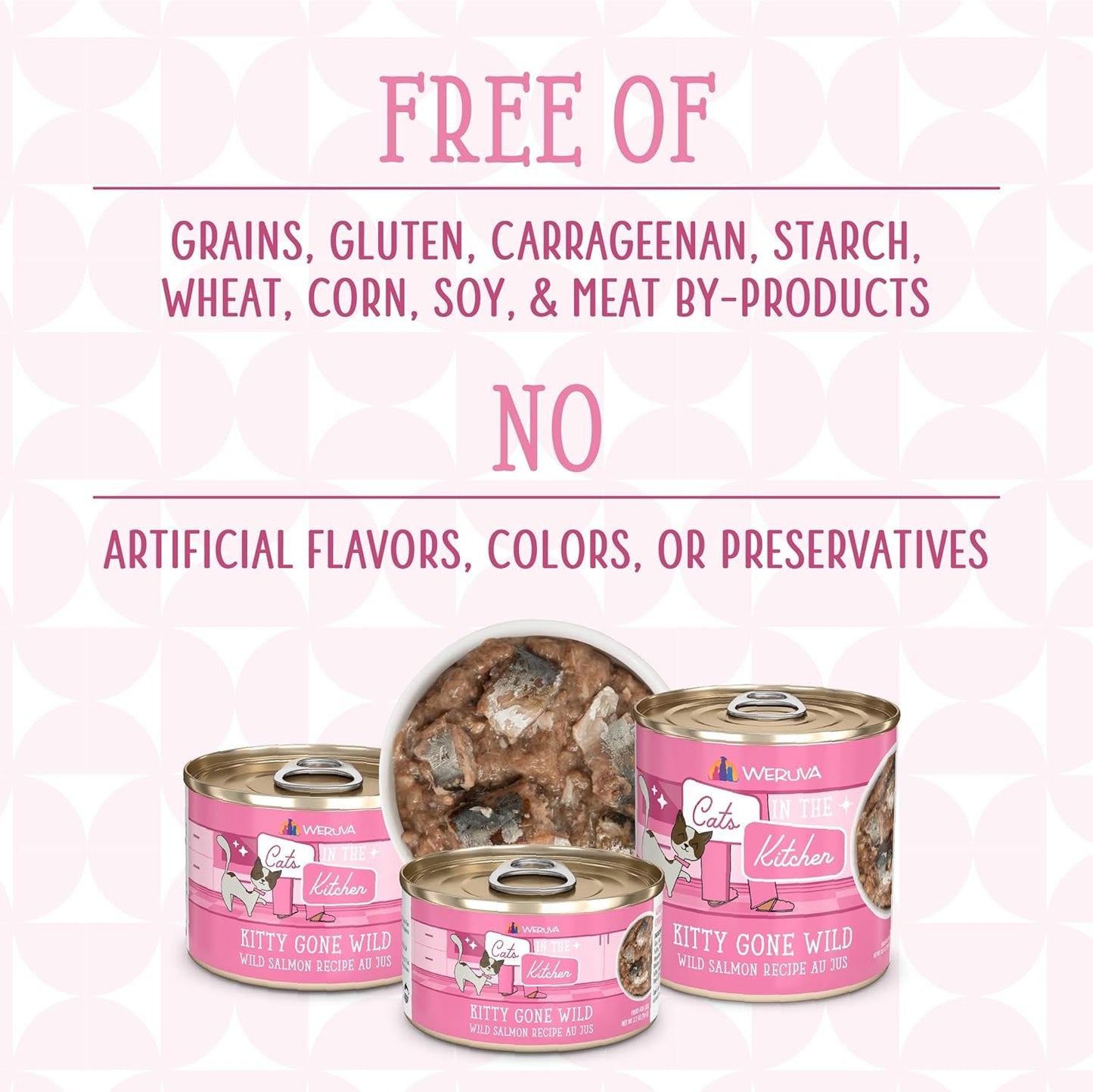 Weruva Cats in The Kitchen, Kitty Gone Wild with Wild Salmon Au Jus Cat Food, 6oz Can (Pack of 24)