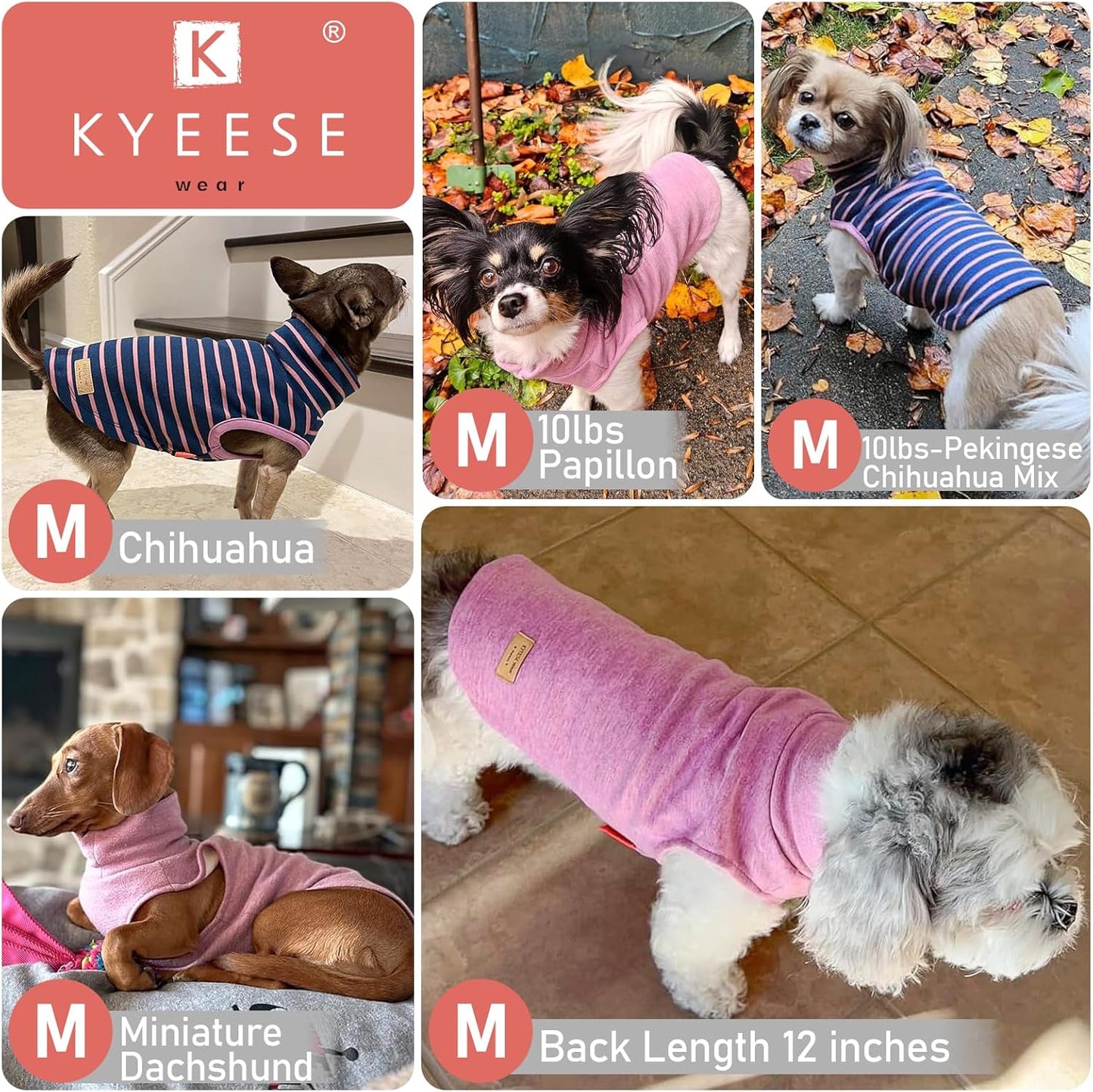 KYEESE 2Pack Dog Sweater Soft Dogs Clothes Warm Dachshund Clothes Turtleneck Pets Coats Dog Sweaters for Small Dogs Girl Pullover Small Pet Sweaters Stretchy Pet Sweatshirt