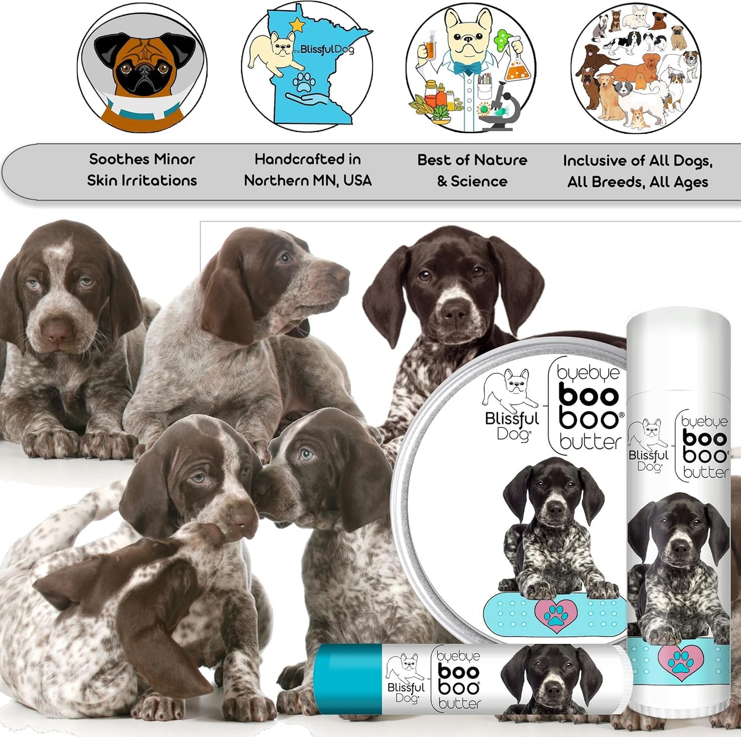 The Blissful Dog 4 oz TIN German Shorthaired Pointer Booboo Butter