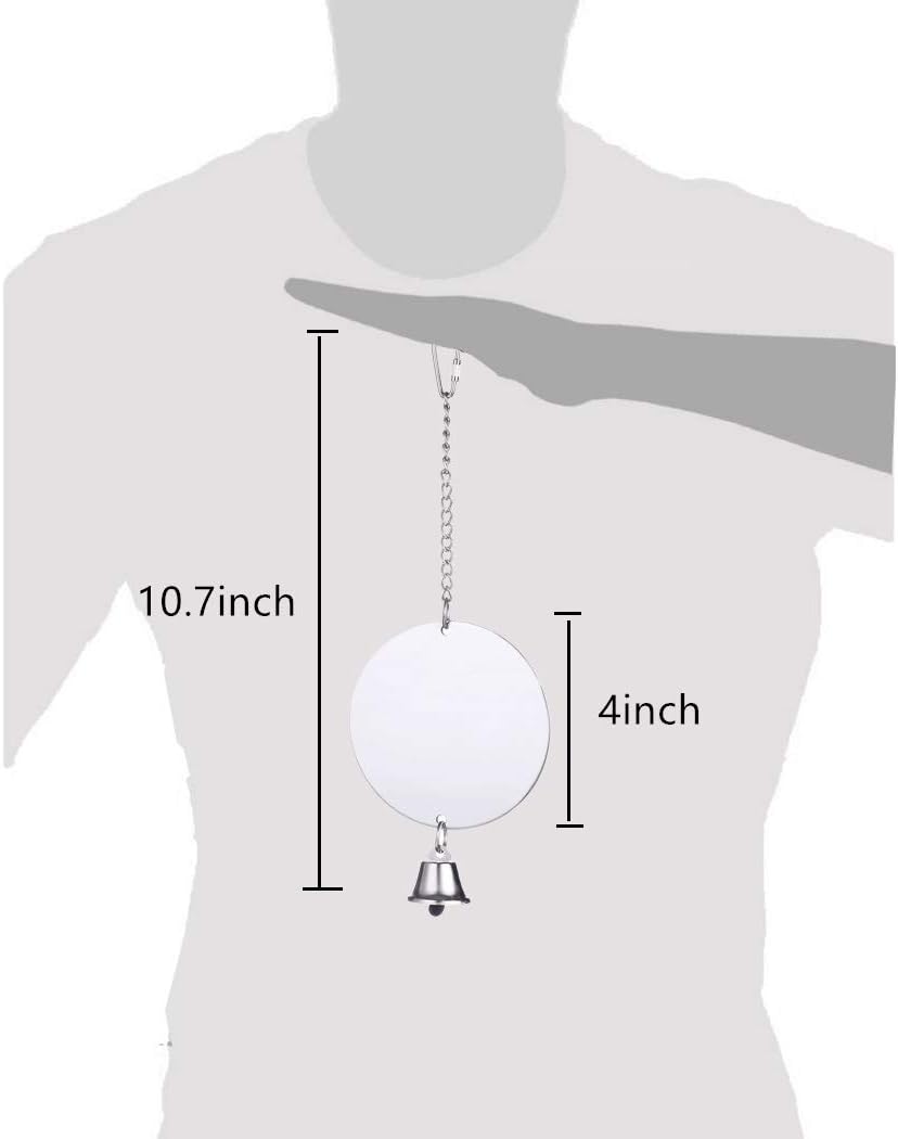 Hypeety Pet Bird Mirror Toy with Bells Hanging Toy for Parakeet Cockatiel Conure Lovebirds Finch Canary Cage Swing Fun Play Toy (Bird Mirror-1 Bell)