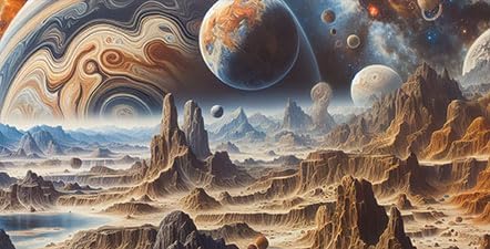 36X18IN Cosmic Spaceterrarium Background, Cool Parallel Space Themed Aquarium Reptile Habitat Background, Aquarium Background with 10EVA Double-Sided Tape