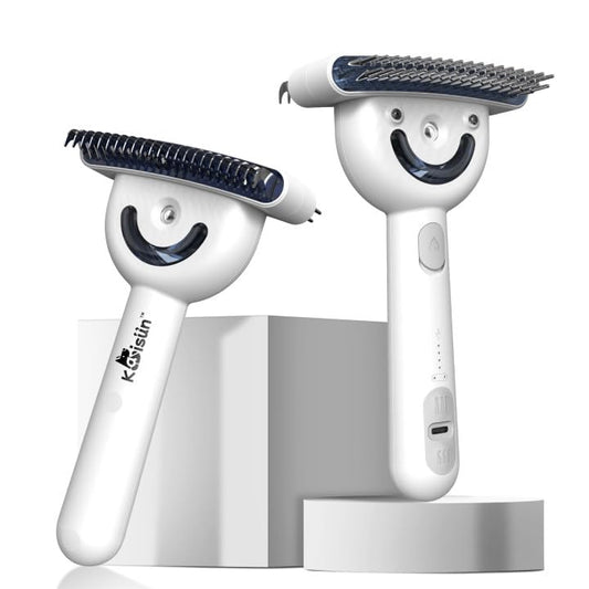 Multifunctional Pet Comb with Spray - 360° Steel Pin Comb and Detangling Knife, Pet Hair Removal Grooming Tool, Anti-static, Waterproof, Rechargeable - Suitable for Long-haired or Curly-haired Pets