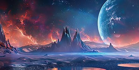 Scarlet Cosmic Aquarium Background,Cool Galaxy Parallel Space Themed Fish Tank Background, Tropical Desert Terrarium Background 30X18IN with 8 EVA Double-Sided Tape