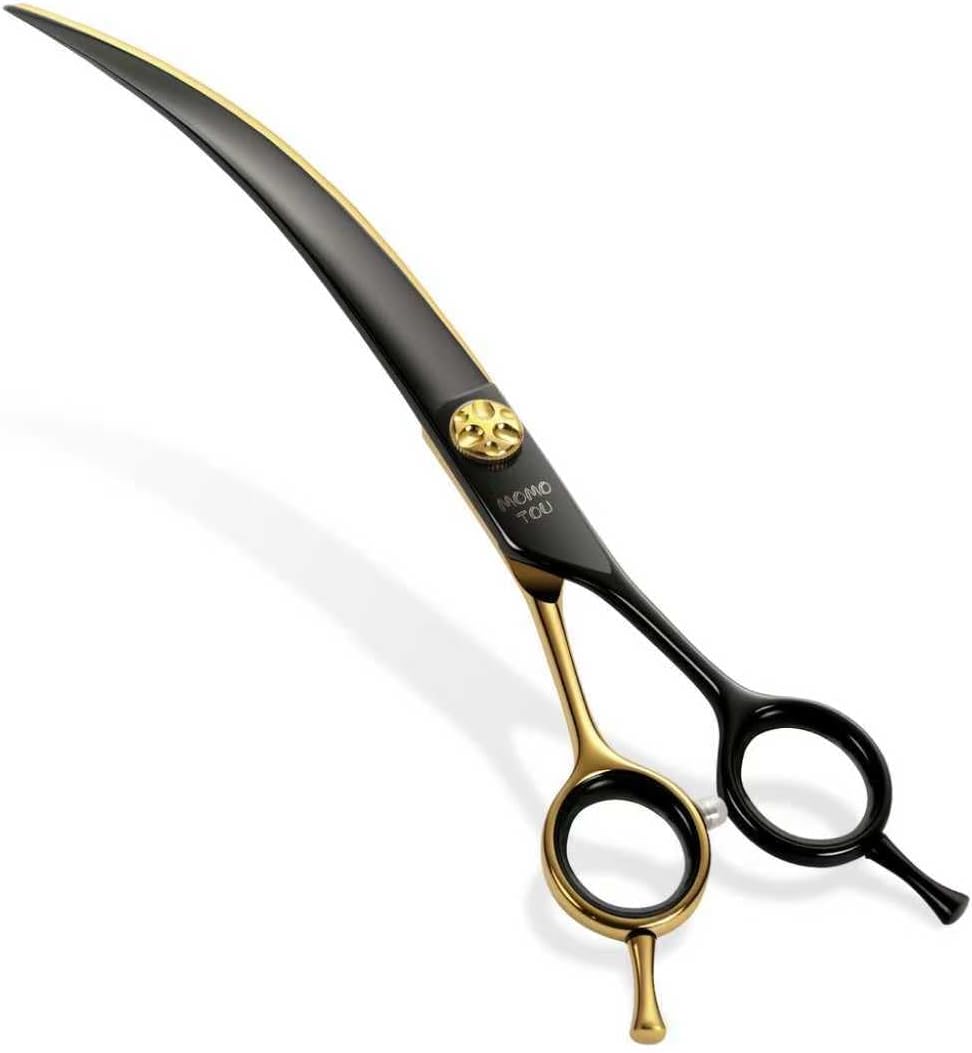 45°Super Curved Dog Grooming Scissors 440C Stainless Steel CNC 7.5'' Big Arc Curved Dog Shears Sharp and Durable for Professional Groomers