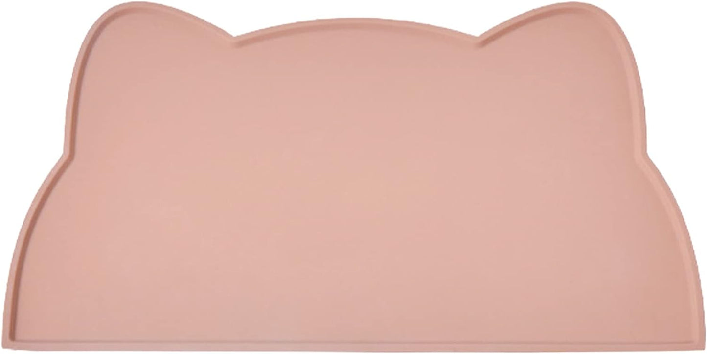Cat Food Mat, Silicone Pet Feeding Mat for Floor Non-Slip Waterproof Dog Water Bowl Tray Cushion (17" x 10", Tea Rose)