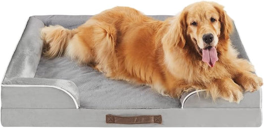 Friends Forever Orthopedic Dog Bed for Extra Large Dogs, Waterproof Memory Foam Dog Sofa Bed XL with Removable Washable Cover, Ally Grey, 42x32x7