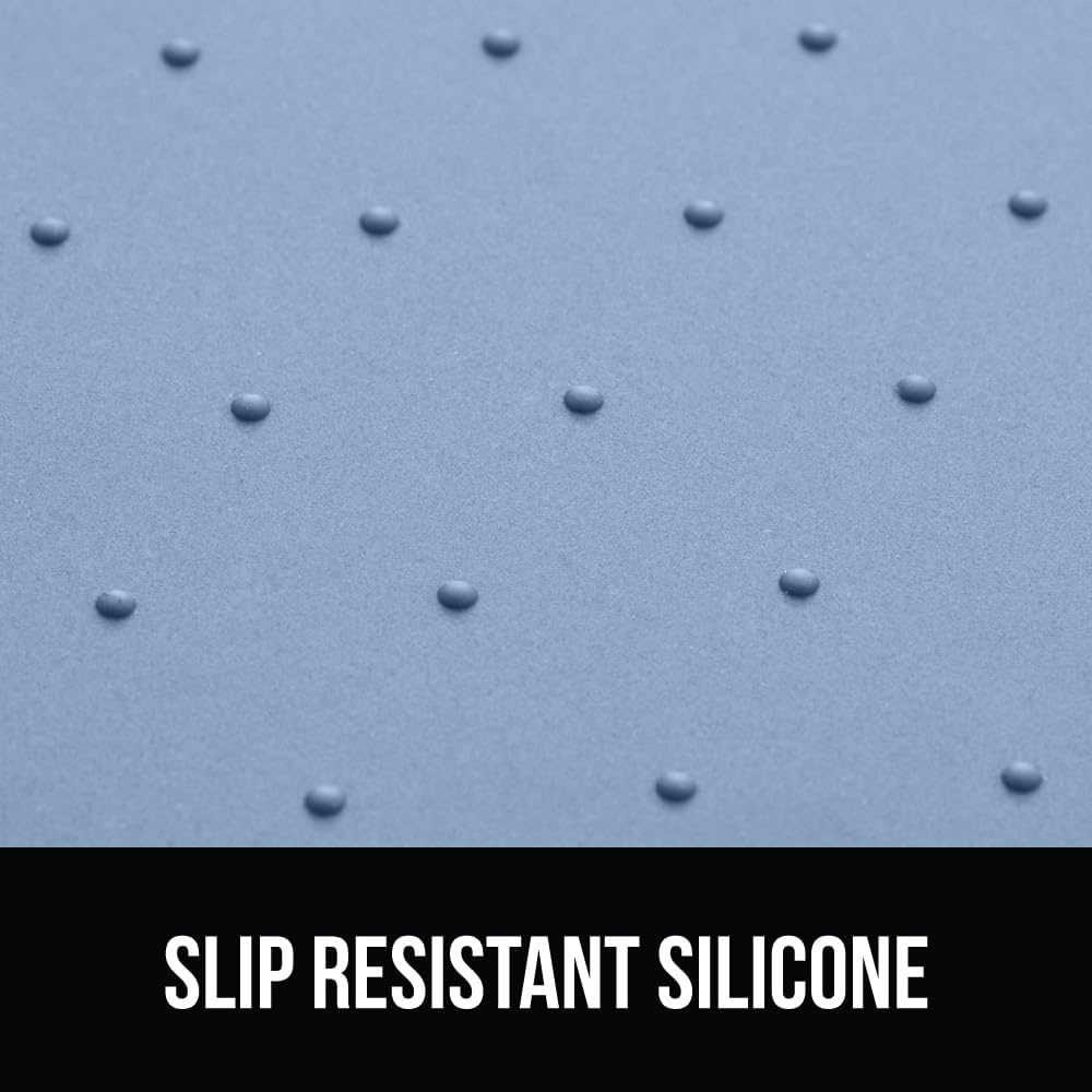 GORILLA GRIP 100% Waterproof Raised Edge BPA Free Silicone Pet Feeding Mat, Dog Cat Food Mats Contain Spills Protects Floors, Placemats for Cats and Dogs Water Bowl, Pets Accessories 32x24 Blue