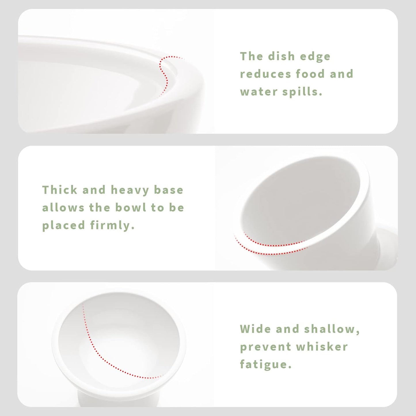 Extra Wide Elevated Ceramic Cat Bowl, 6.2" Shallow Dish for Whisker Fatigue Relief, 5" Height for Easy Feeding, Durable Raised Cat Food Bowls, Pack of 2, White