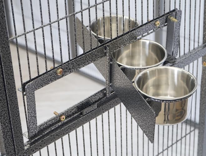 SENY Heavy Duty Large Walk-in Bird Aviary Cage, 79H x 86W x 62D inches, for Parrots, Macaws, Cockatoos, Reptiles, Dogs, Birds Flight Cage. (Silver Black, Wire Size: 0.20")