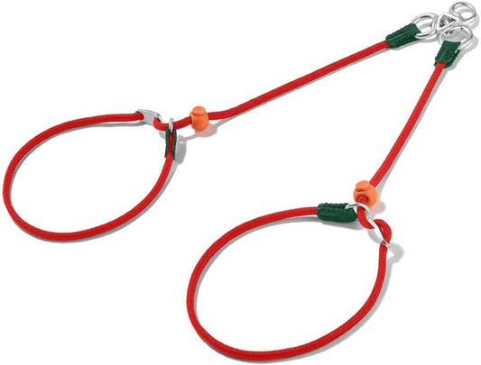 Howgo Double Slip Leash Slip Lead | Dual Dog Lead for 2 Dogs,360° Swivel No Tangle | Dog Training Nylon Leash and Collar | Double Clip Coupler and Splitter | Lightweight Aluminum (Red, 3FT)