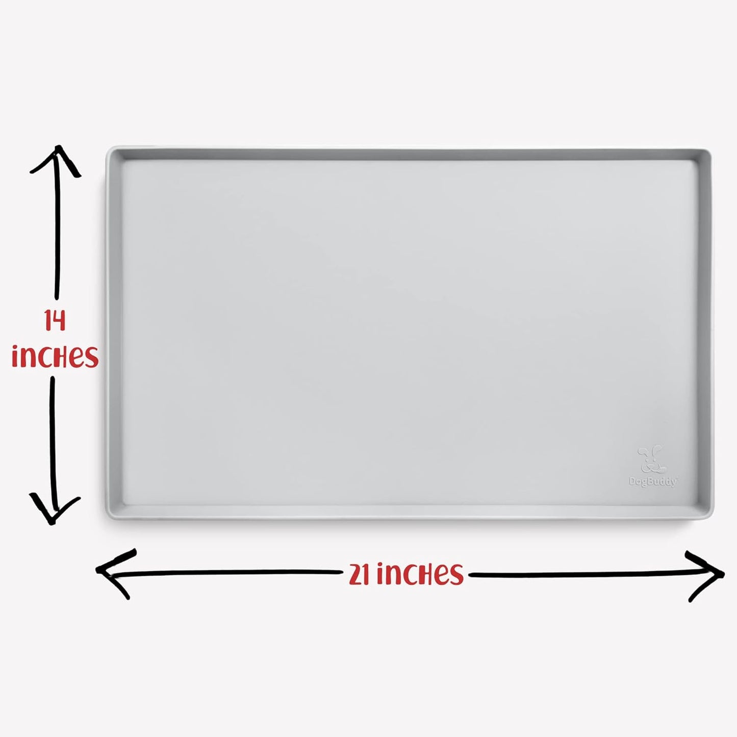 DogBuddy Dog Food Mat – Waterproof Dog Bowl Mat for Food and Water, Silicone Pet Feeding Mats for Floors, Non-Slip Placemat with High Edges for Dogs Bowls, Puppy Essentials (M: 21” x 14”, Mist)