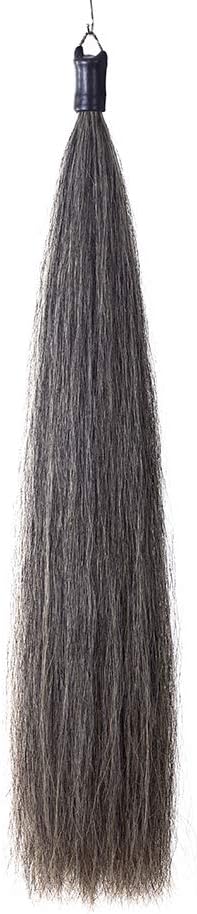 Horse Tail Extensions with Braided Horsehair Loop, Blunt Cut Bottom, 34-36 inches Long and 1 lb Weight (Dark Gray)