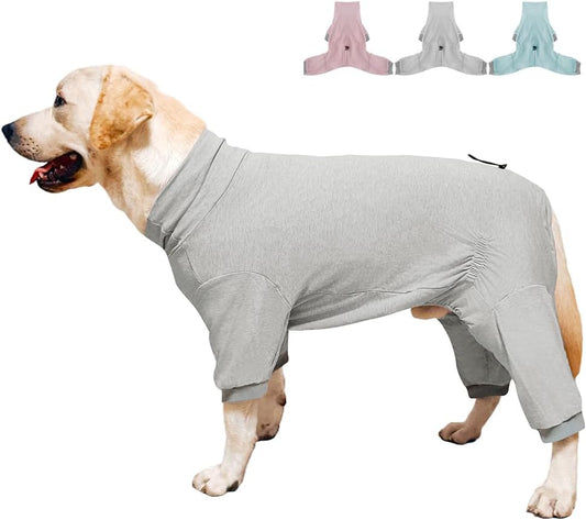 Dog Pyjamas PJS Sweater Clothes and Home Clothing Suitable for Medium to Large Breeds of Dogs, Dog Neutering Suits, Extra-Large Stretch Fabric, Four-Legged Clothes(Thin Gray, 5XL)