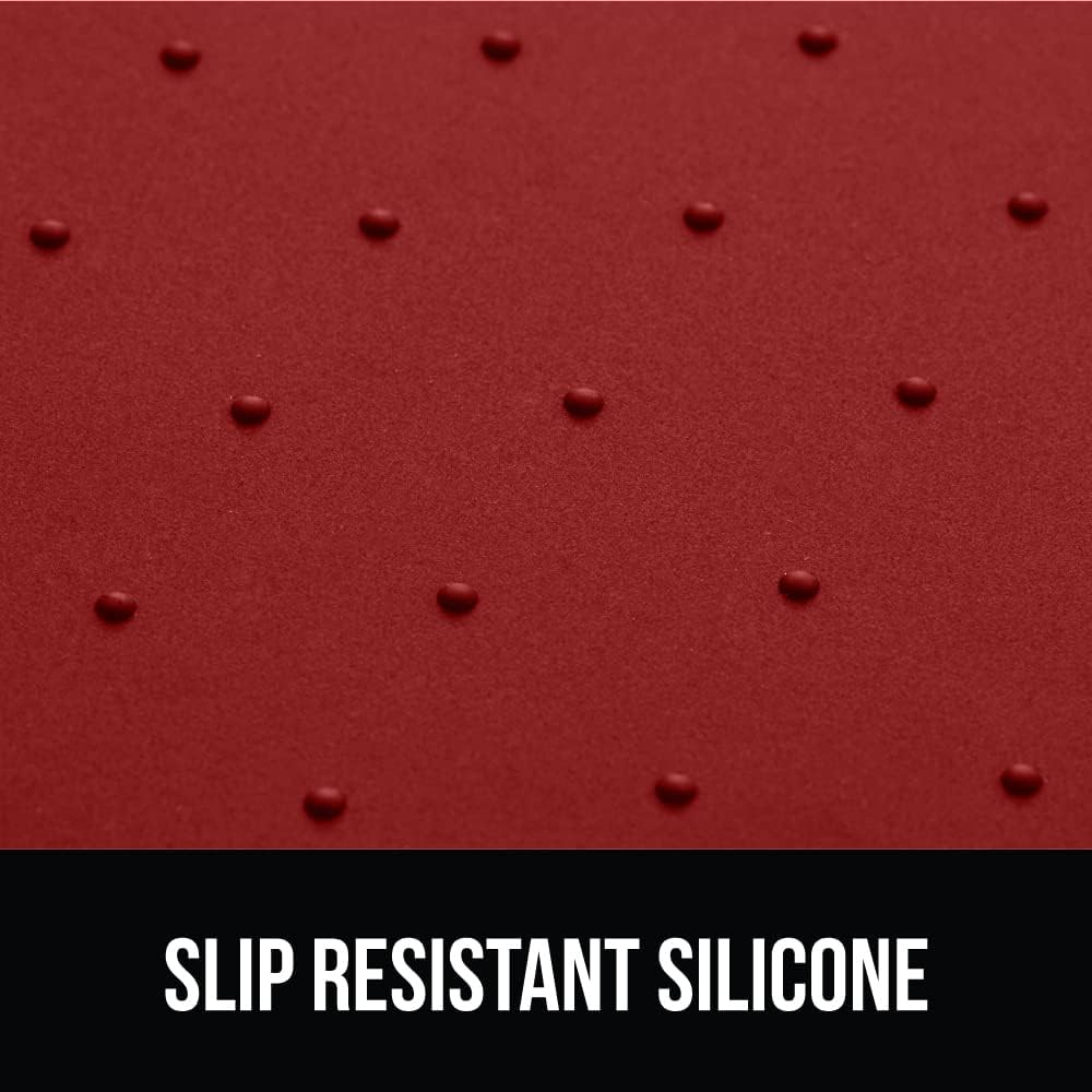 GORILLA GRIP 100% Waterproof Raised Edge BPA Free Silicone Pet Feeding Mat, Dog Cat Food Mats Contain Spills Protects Floors, Placemats for Cats and Dogs Water Bowl, Pets Accessories 23x15 Red