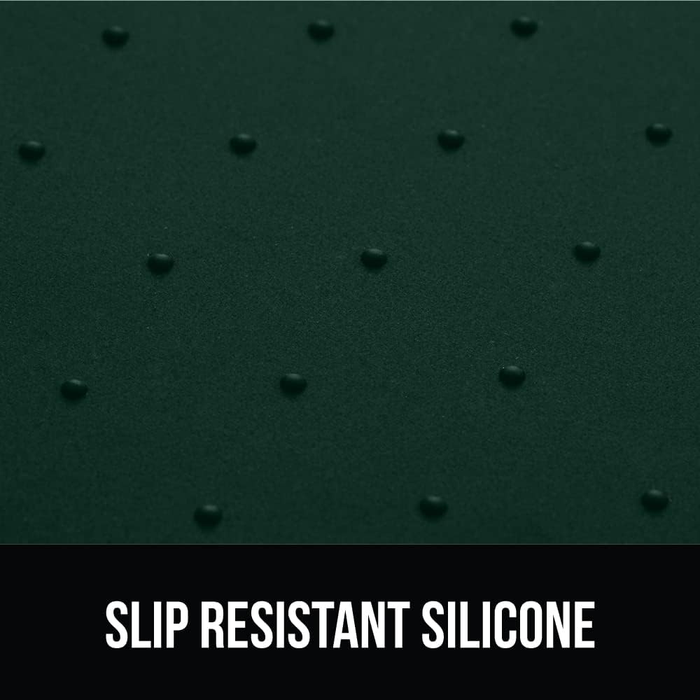 GORILLA GRIP 100% Waterproof Raised Edge BPA Free Silicone Pet Feeding Mat, Dog Cat Food Mats Contain Spills Protects Floors, Placemats for Cats and Dogs Water Bowl, Pets Accessories 28x18 Green