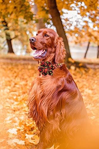Unique style paws Fall Dog Collar with Bow, Puppy Collar Pet Gift Adjustable Dog Collar Soft and Comfy Bowtie Collars for Large Girl or Boy Dogs