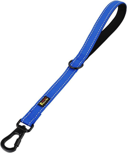 PLUTUS PET Short Training Dog Leash with Padded Handle for Medium Large Dogs,18 Inch Heavy Duty Strong Traffic Leash with Carabiner Clip for Climbing Walking or Guiding Blind(18”，Royal Blue)