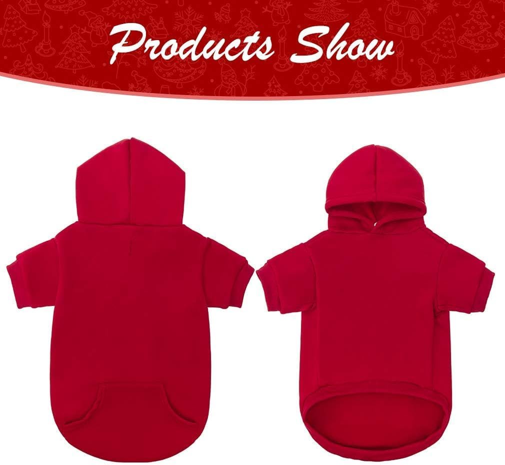 KOOLTAIL Basic Dog Hoodie - Soft and Warm Dog Hoodie Sweater with Leash Hole and Pocket, Dog Winter Coat, Cold Weather Clothes Sweatshirt for Small Medium Large Dogs Puppy Cat Boys Girls Red SM