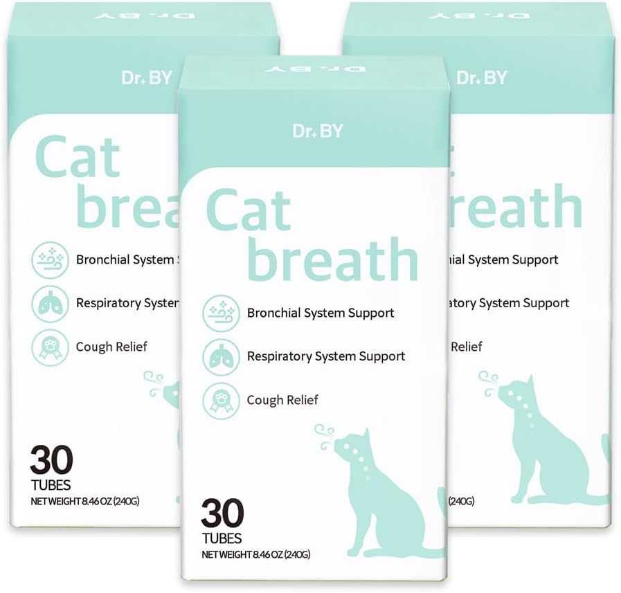 Dr.by Cat Breath Bronchial Supplements Cat Sneezing Treatment Asthma Cold Cough Nose Relief Respiratory&Immune Support with TF-343-30 lickable Formula Individually Packaged, Chicken (3 Packs (25.5OZ))