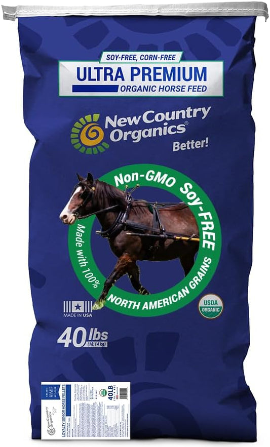 New Country Organics | Loyalty Senior Horse Pellets for Horses 15+ Years Old | Corn-Free and Soy-Free | 16% Protein | Certified Organic and Non-GMO | Nutrition for Senior Horses 40 lbs | Grain Feed