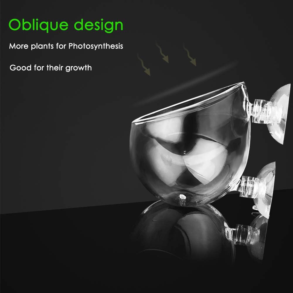 capetsma Aquarium Plant Pot, Glass Fish Tank Plants Holder Aquarium Planter, Aquarium Decoration Plants Cup with 2 Suction Cups for Fish Tank Aquarium Decor Ornament - 1 Pack…