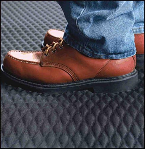 American Floor Mats Hog Heaven Premium 7/8" Black & Yellow Border 3' x 10' Nitrile Backed Anti-Fatigue Comfort Mat