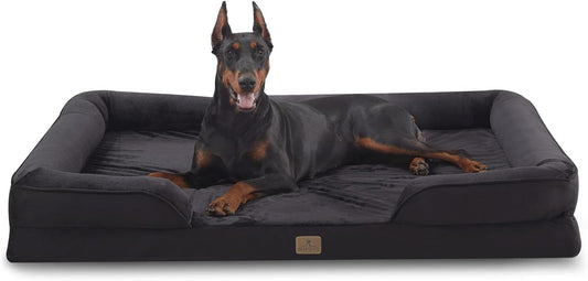 Bedfolks Orthopedic Dog Bed XXL, Waterproof Dog Sofa Bed for Giant Dogs, Egg Foam Pet Couch Bed with Removable Washable Cover and Nonslip Bottom, Black