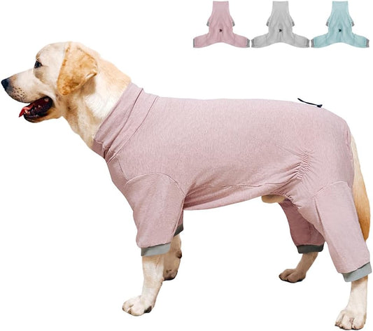 Dog Pyjamas PJS Sweater Clothes and Home Clothing Suitable for Medium to Large Breeds of Dogs, Dog Neutering Suits, Extra-Large Stretch Fabric, Four-Legged Clothes(Thin Pink, 2XL)