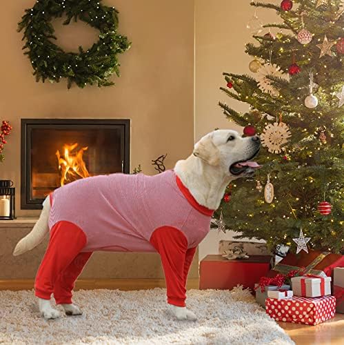 Yeapeeto Dog Onesie Surgery Recovery Suit for Large Medium Bodysuit Dogs Pajamas PJS Full Body for Shedding, Prevent Licking, Wound Protection, Cone Alternative (7X-Large (Pack of 1), Red)