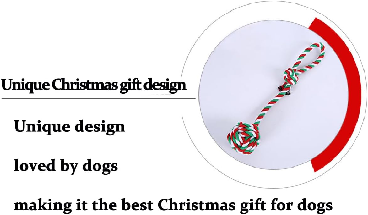 Chew Toys for Small and Medium Dogs - Teeth Cleaning, Gum Massage, Boredom Relief - Christmas Ball Rope Toy Set of 4