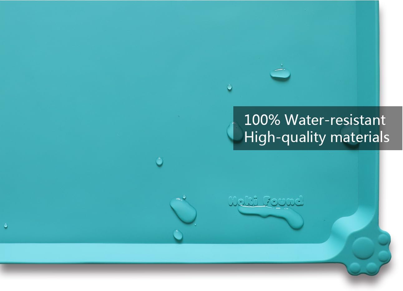 Hoki Found L Silicone Pet Food Mats Tray - Non Slip Pet Dog Cat Bowl Mats Placemat - Dog Pet Cat Feeding Mat - Waterproof Dog Cat Food Mats -Pet Water Mats for Floors -Teal