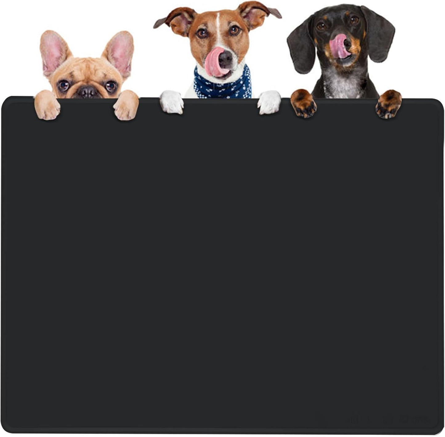 KVK Dog Water Mat 39.4×29.5in - Silicone Dog Mat for Food and Water Extra Large - Pet Food Mat for Floors Waterproof - Pet Feeding Mat Prevent Water Food Spills - Black