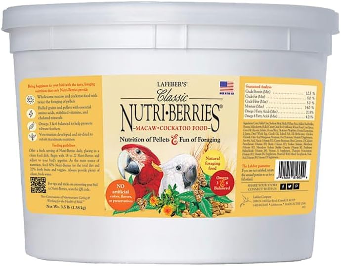 Lafeber's Classic Nutri-Berries for Macaw / Cockatoo 3.5 lb. Tub