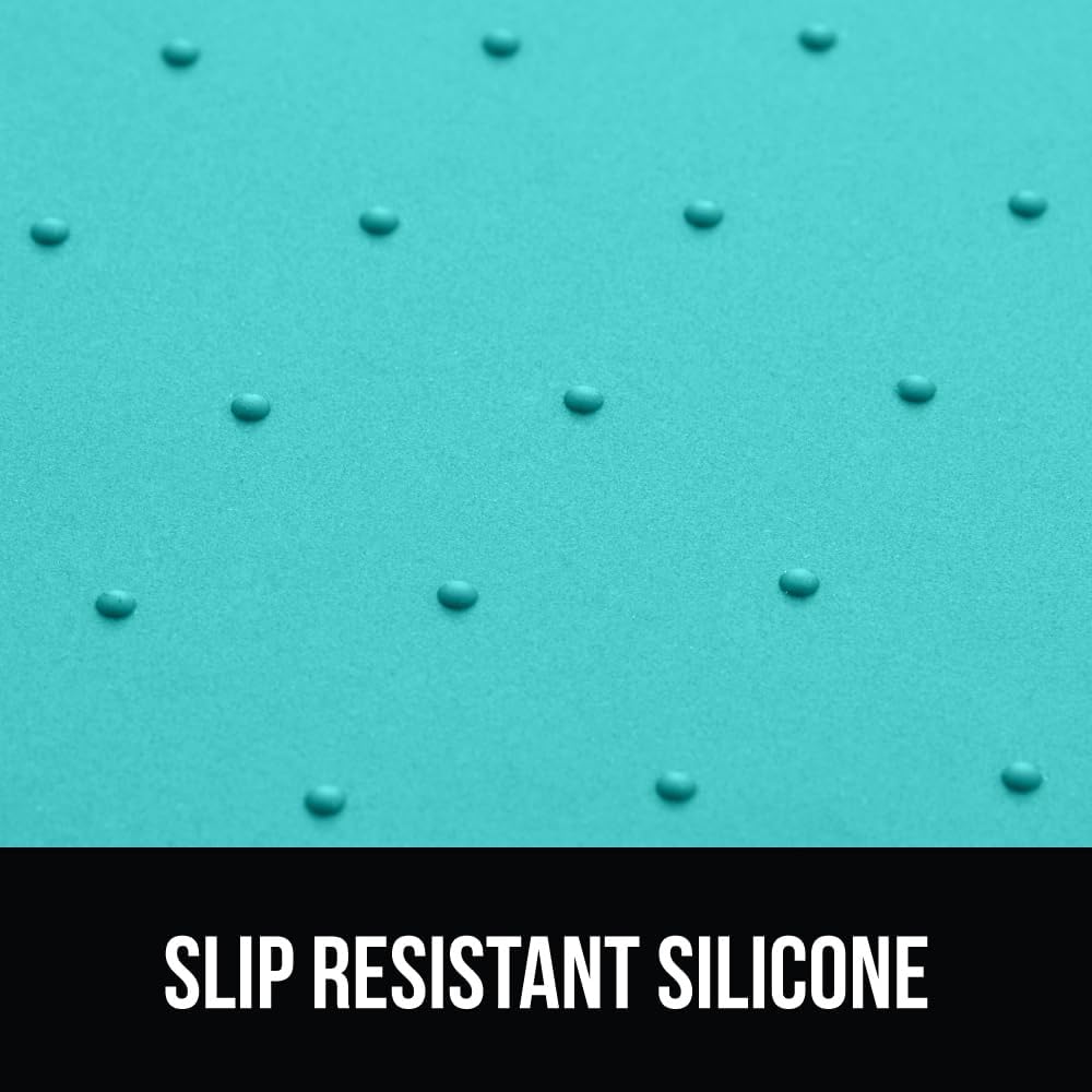 GORILLA GRIP 100% Waterproof Raised Edge BPA Free Silicone Pet Feeding Mat, Dog Cat Food Mats Contain Spills Protects Floors, Placemats for Cats and Dogs Water Bowl, Pets Accessories 16x10, Turquoise