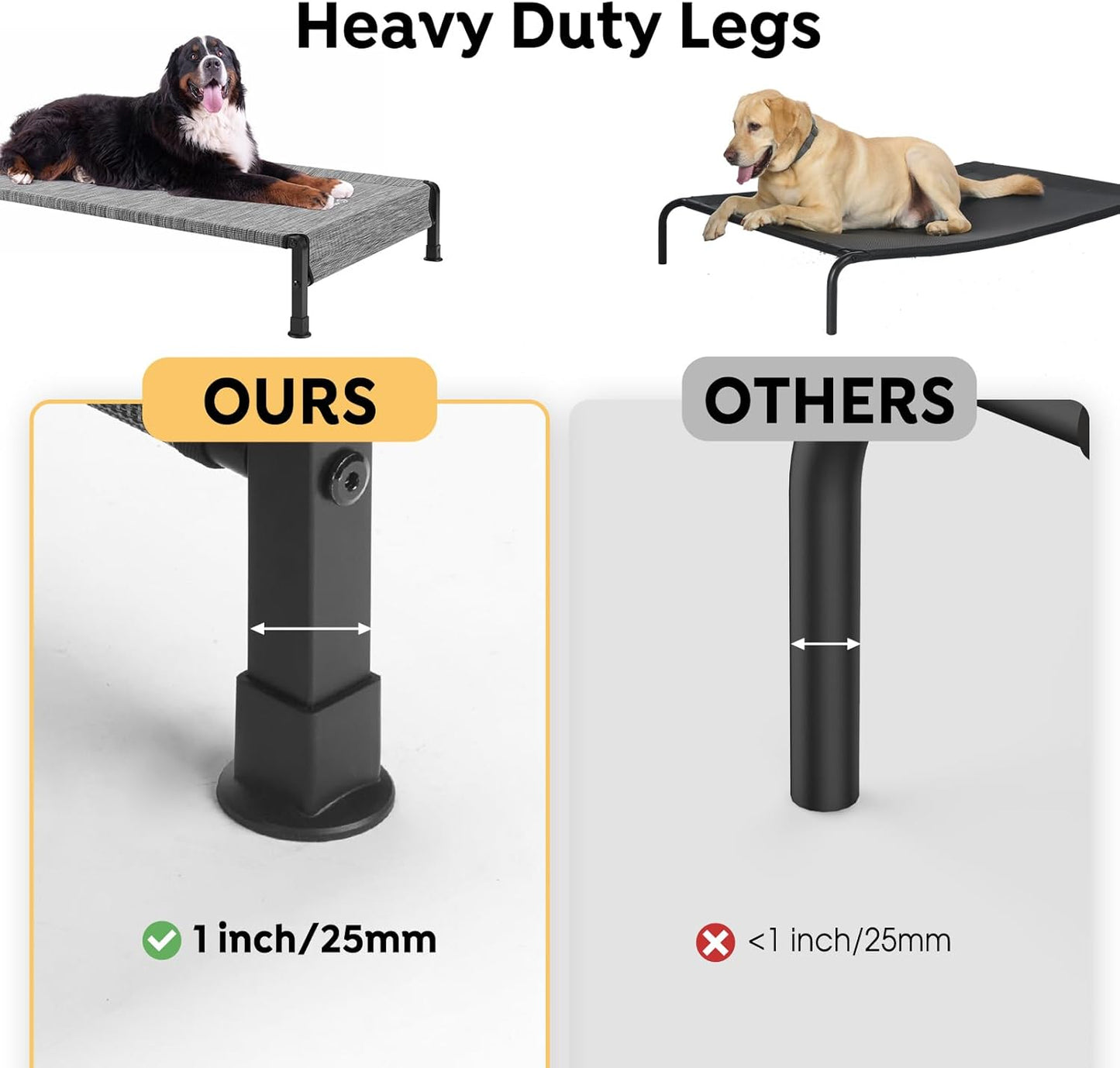 Veehoo Cooling Outdoor Dog Bed, Heavy Duty Elevated Pet Bed with Washable & Breathable Teslin Mesh, Non-Slip Silicon Feet, Dog Cot Bed with Support Hem, 47" x 29", Black Silver, CWC2433