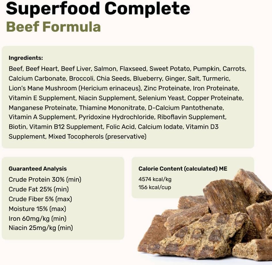 BADLANDS RANCH by Katherine Heigl- Superfood Complete, Air-Dried Adult Dog Food - High Protein, Zero Fillers, Superfood Nutrition (64 Ounce (Pack of 4), Beef)