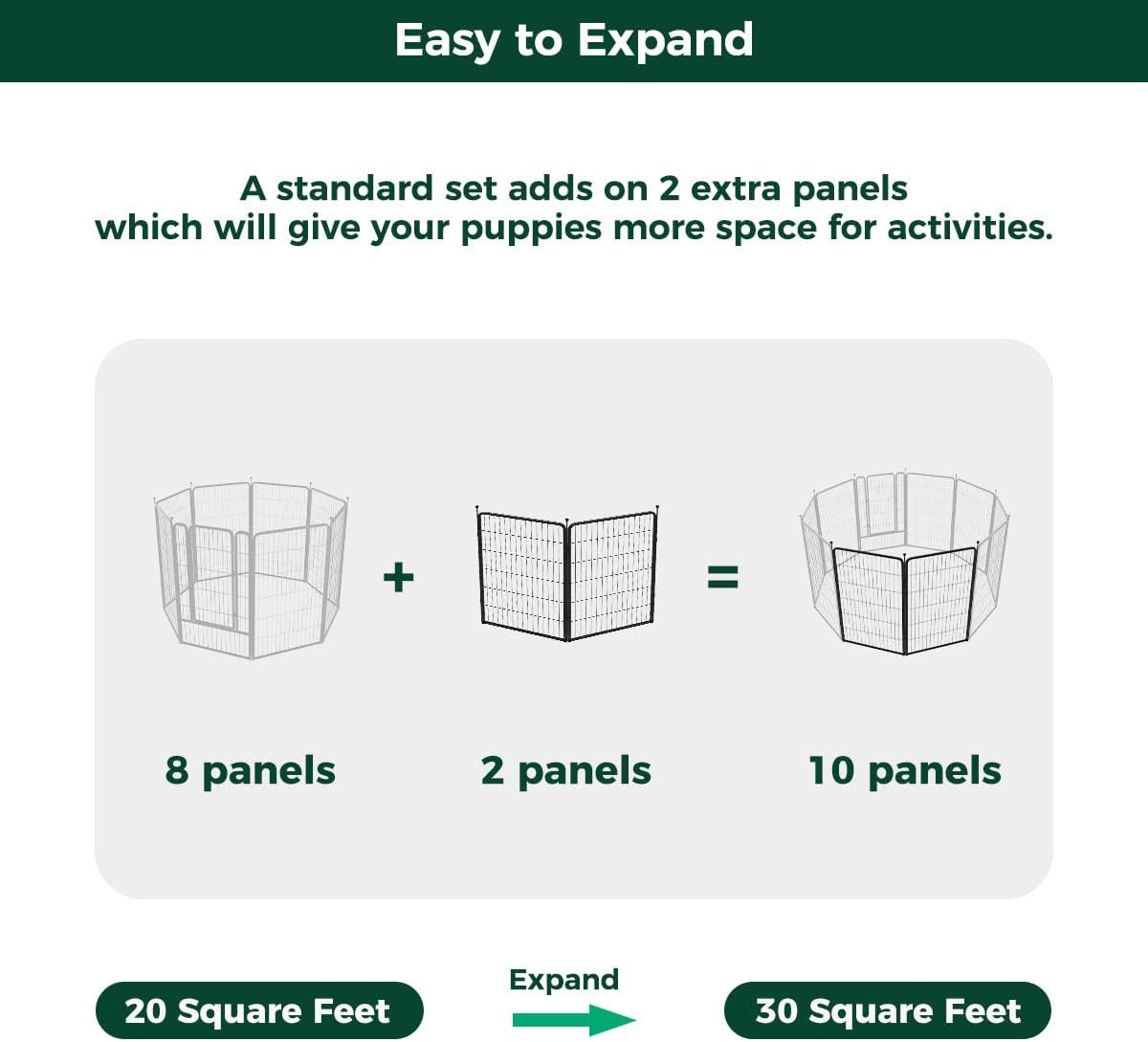 FXW Rollick Unleashed Dog Playpen for Indoor, Yard, RV Camping, 45 inch 2 Panels for Large Dogs, Black│Patented