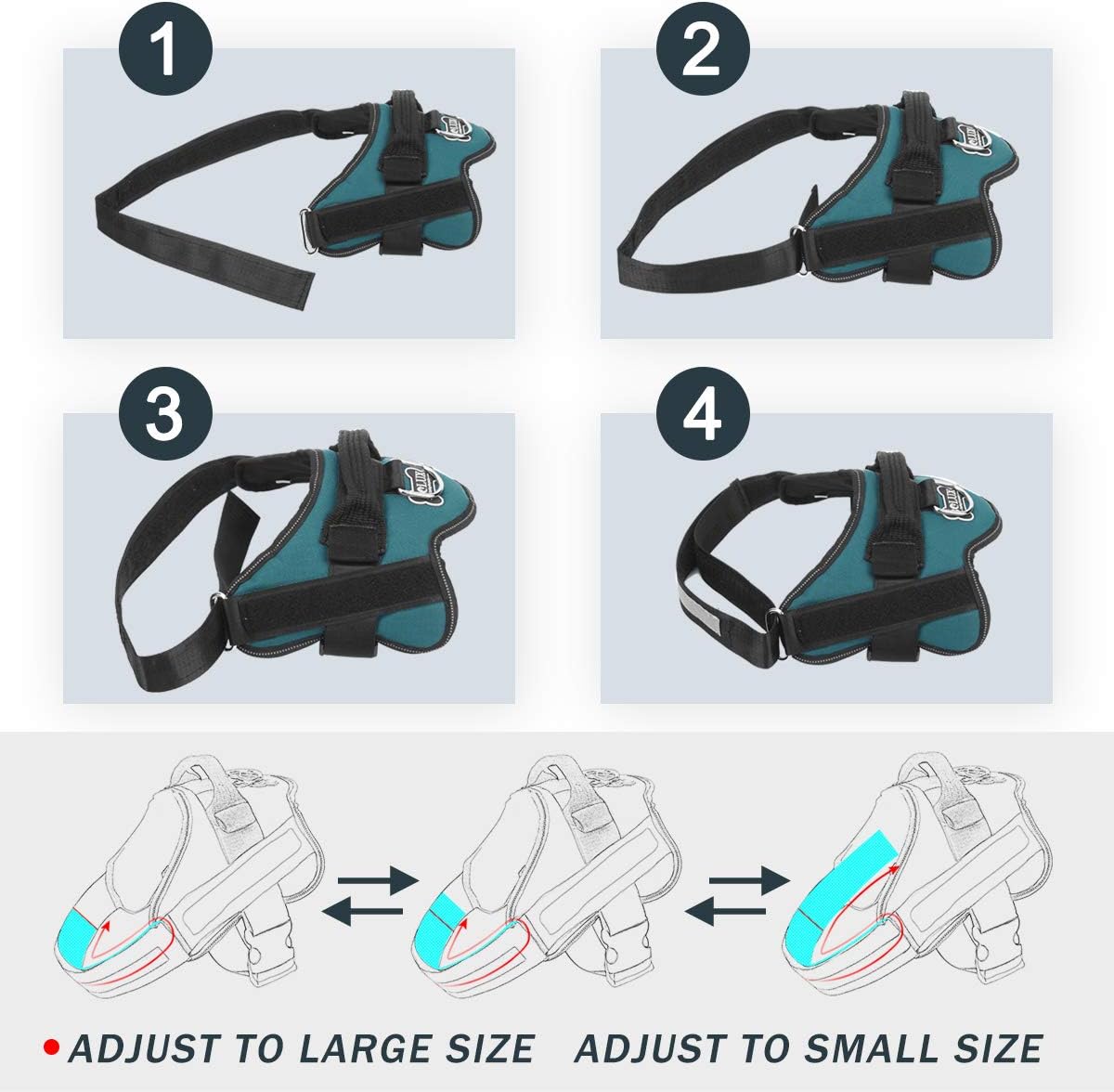 Bolux Dog Harness, No-Pull Reflective Dog Vest, Breathable Adjustable Pet Harness with Handle for Outdoor Walking - No More Pulling, Tugging or Choking (Turquoise, S)