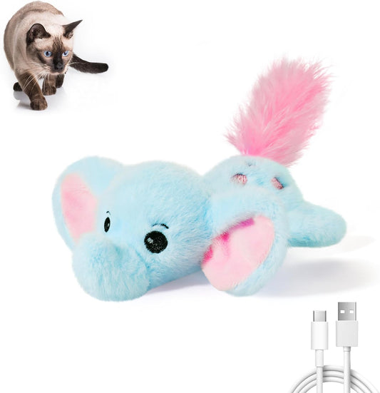 Potaroma Cat Toys Flapping Elephant, Interactive Realistic Kitten Toy Stuffed with Catnip and Crinkle Paper Hangable Design for Bored Indoor Cats 6.3 Inches