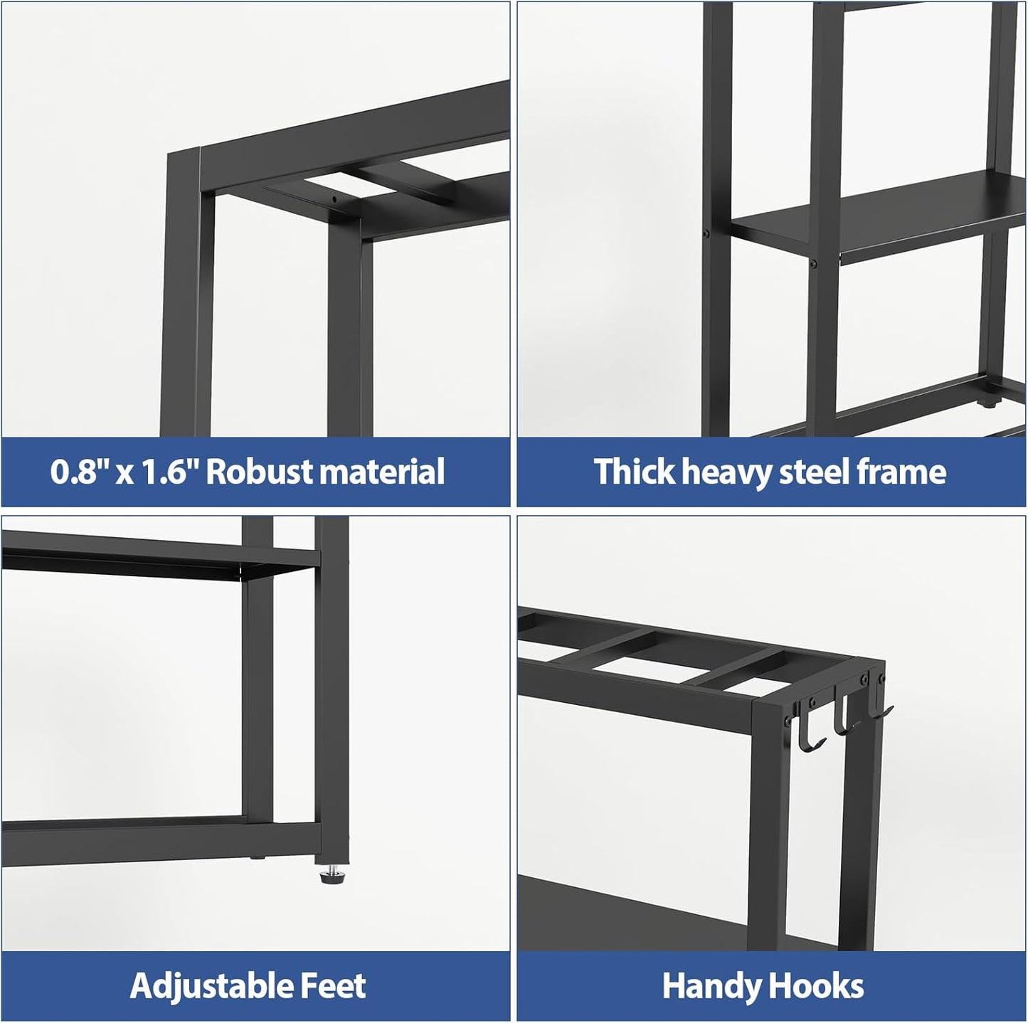 10-20 Gallon Fish Tank Stand with Storage Shelf, Aquarium Stand Measuring 24.8" W x 9.5" D x 30.1" H with Hooks,Heavy Duty Metal Turtle Reptile Tank Stand, Easy Assemble