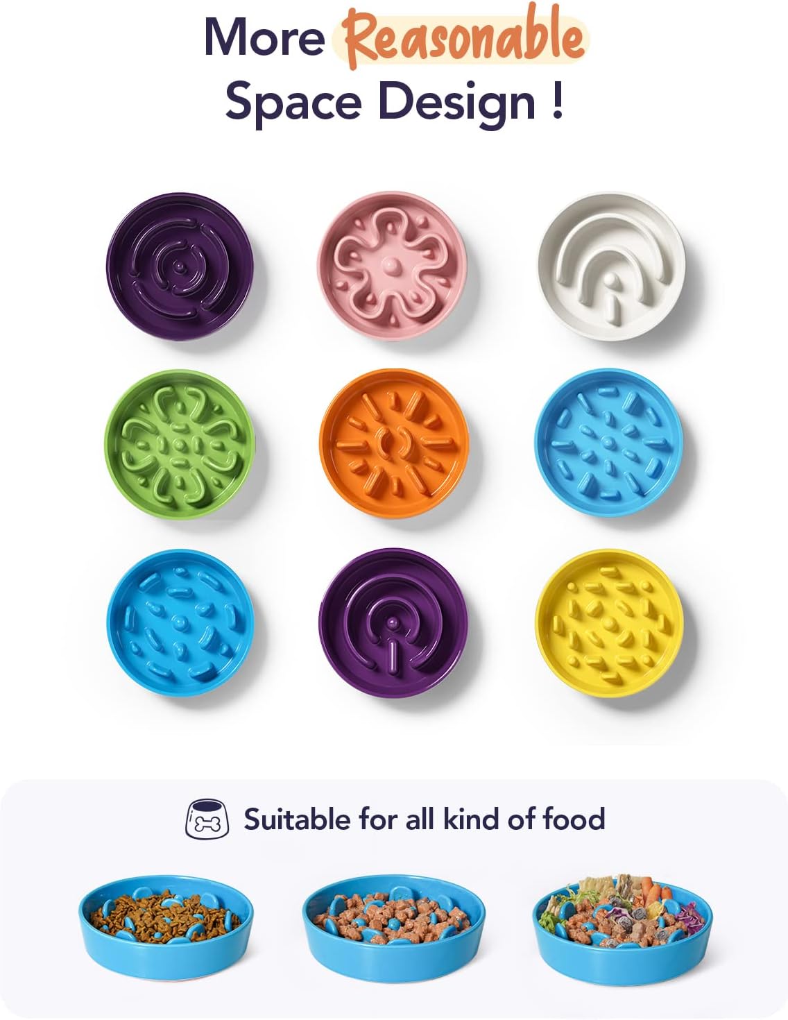 LE TAUCI Dog Bowls Slow Feeder Ceramic, 1.5 Cup Slow Feeding Bowl for Small and Medium Breed, Puzzle Dog Food Bowl for Fast Eater, Vortex Blue