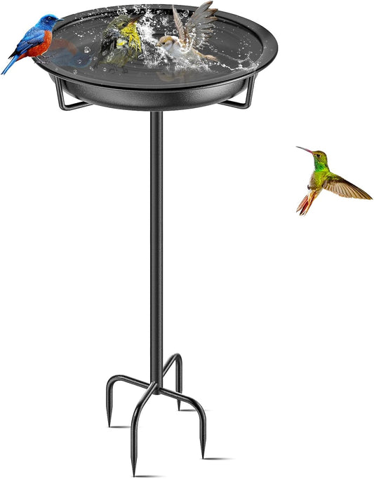 Metal Bird Bath for Outside Garden Birdbath Bowl, 36.2" Height Freestanding Bird Feeders for Outdoors with 4 Prongs Base Stake, Standing Birdfeeders for Yard Lawn Decor (Black)