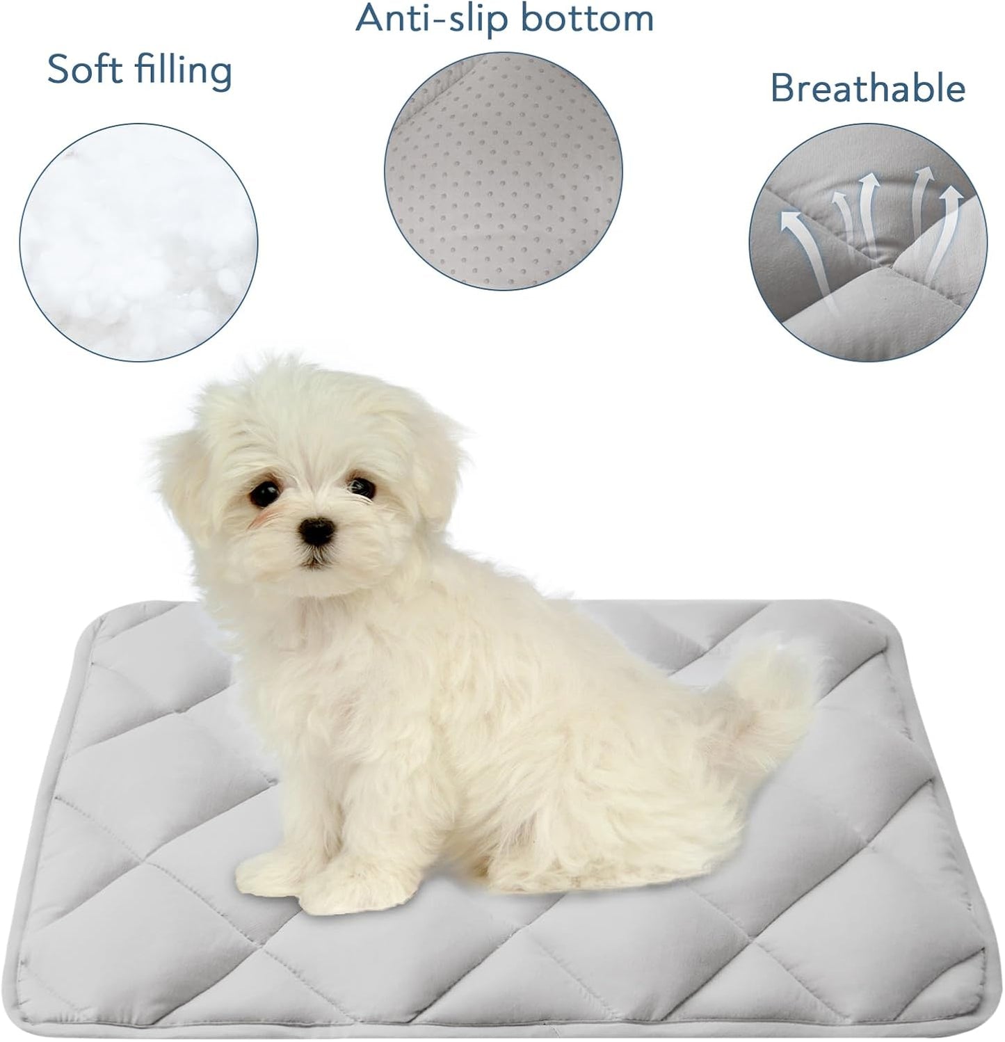 Magik & Kover Dog Crate Pad 2 Pack (30" x 19"), Soft Dog Crate Mat with Anti-Slip Bottom, Machine Washable Kennel Pad, Fits 30 Inch, Grey