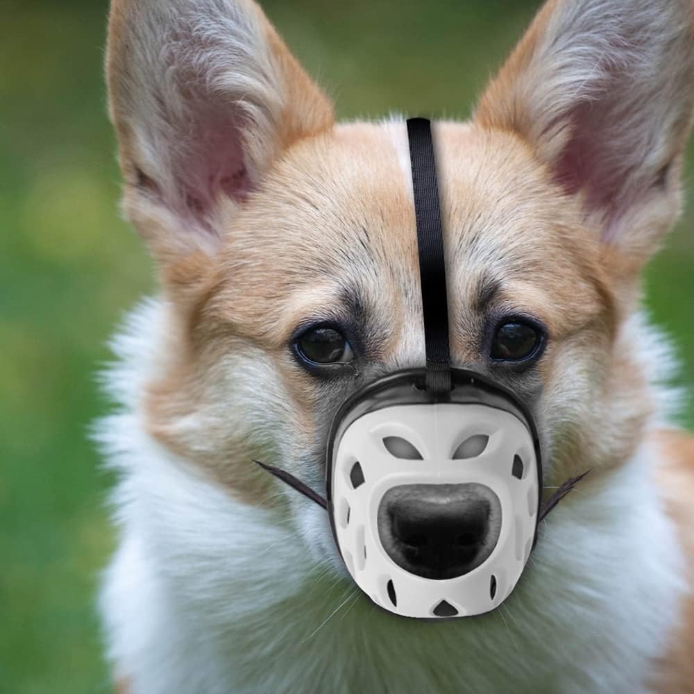 Dog Muzzle, Breathable Basket Muzzles for Small, Medium, Large and X-Large Dogs, Prevent Barking, Biting, Chewing Dog Mouth Cover Gray