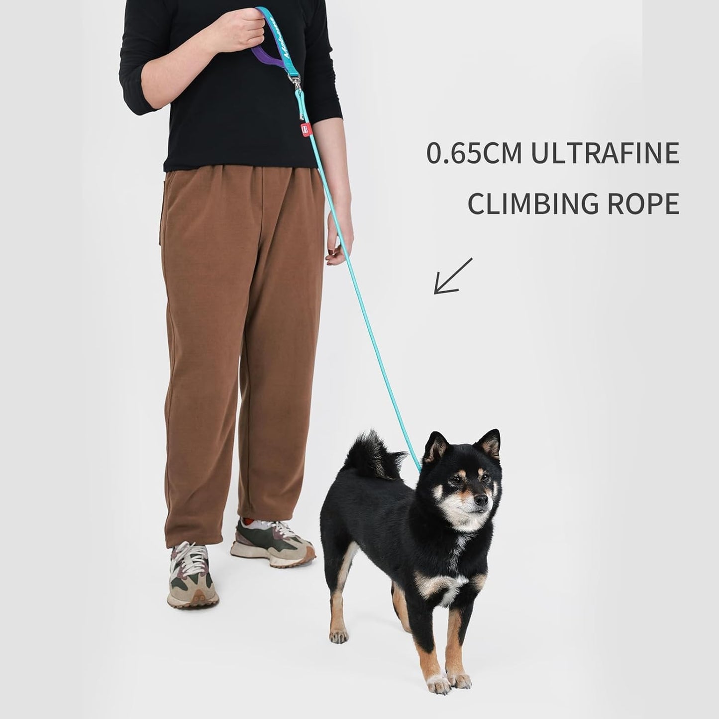 Dog Anti-Slip Leash 5FT with Metal Stopper - Durable No-Pull Training Lead for Small, Medium & Large Dogs - Comfortable Handle Nylon Rope, Tangle-Free Pet Walking Leash (Lake Blue, 5 FT)