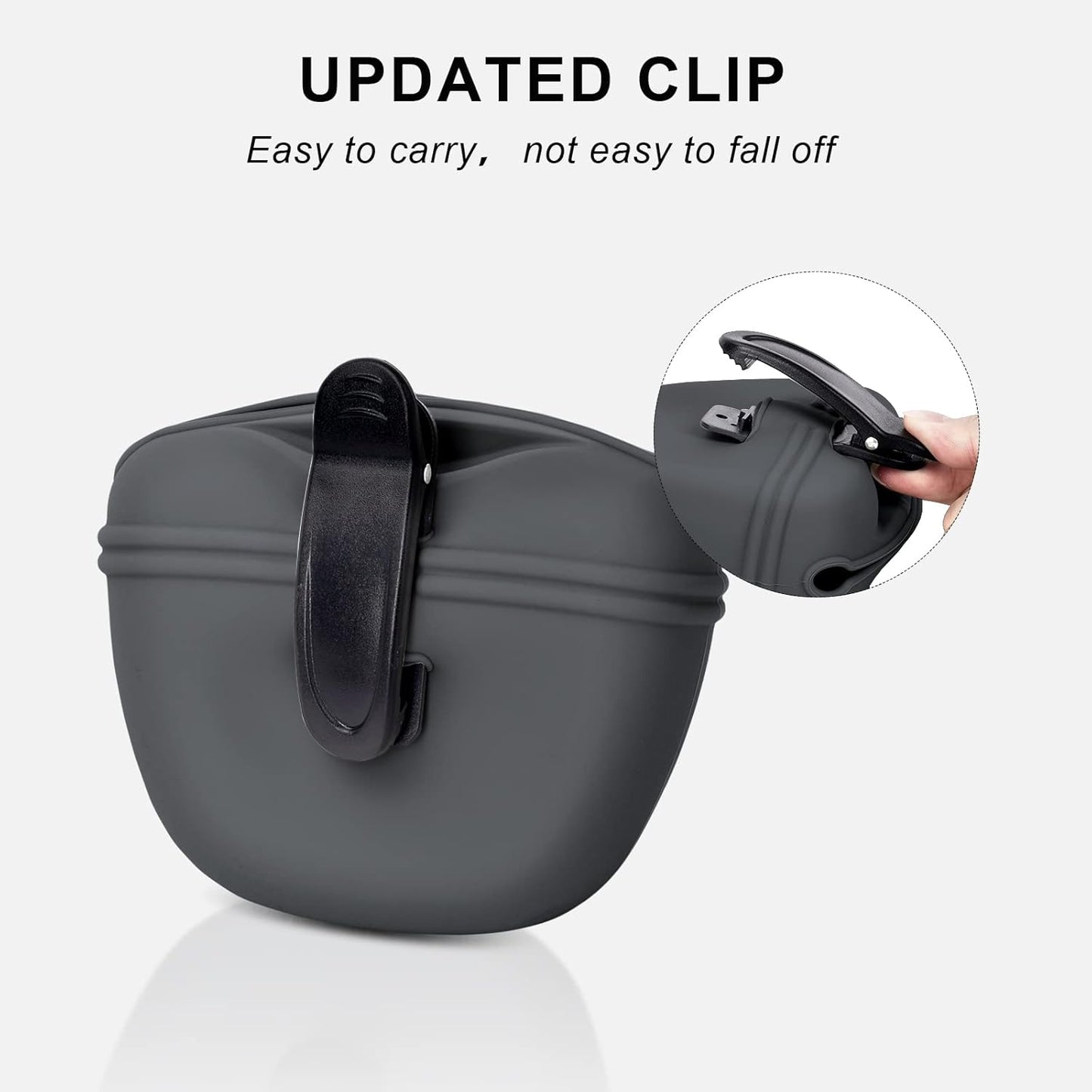 Left&Right Dog Clicker Training Kit,Silicone Dog Training Treat Pouch and Dog Clickers,Dog Treat Bag with Clicker Training for Dogs,Pet Treat Bag with Magnetic Buckle Closing and Waist Clip,Dark Grey