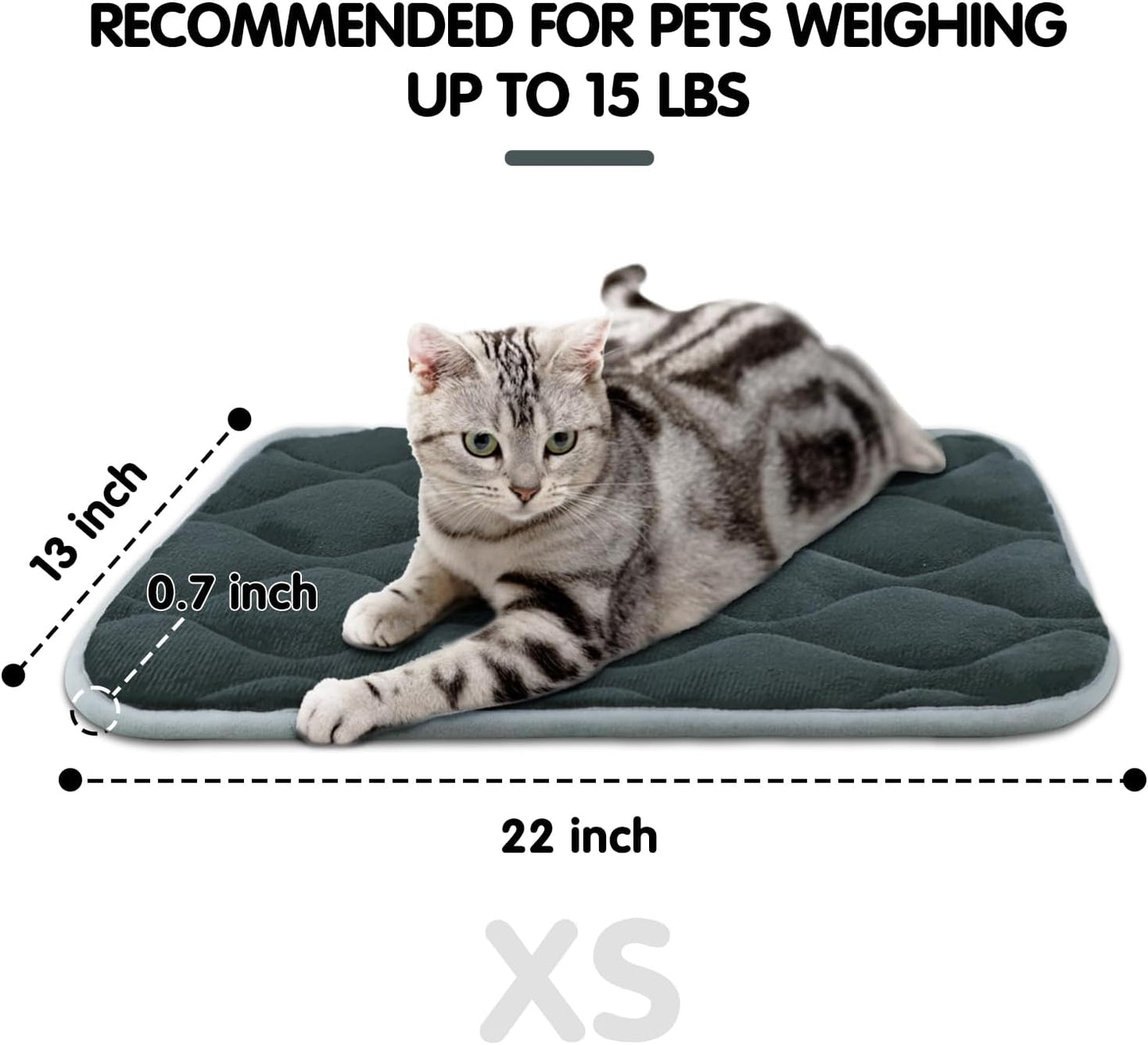 furrybaby Dog Bed Mat Flat Crate Mat with Anti-Slip Bottom Machine Washable Pet Kennel Pad for Dog Sleeping (XS 22x13'', Grey Mat)